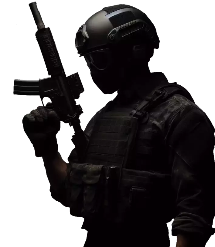 Tactical VR game player from black team