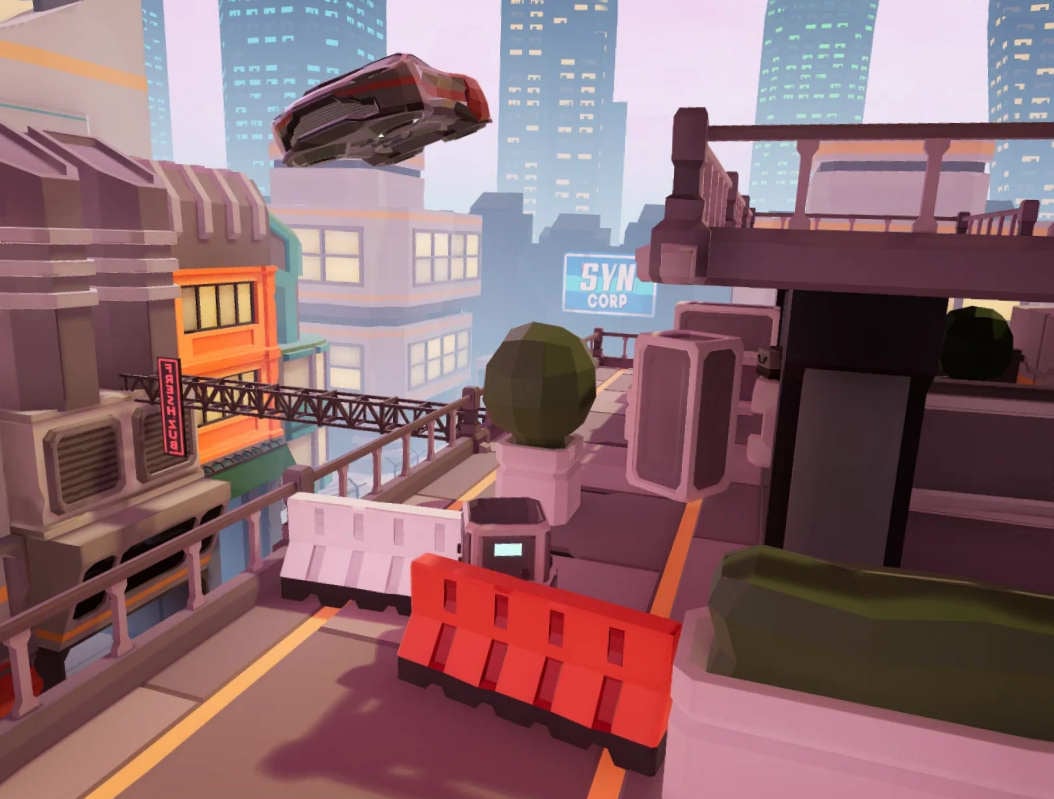 VR game in futuristic city